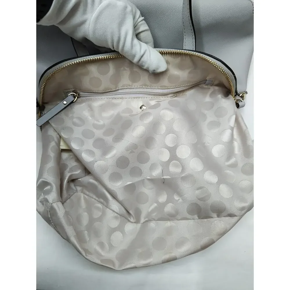 Kate Spade New York Light Blue Leather Dome Double Handles Zipper Satchel Bag